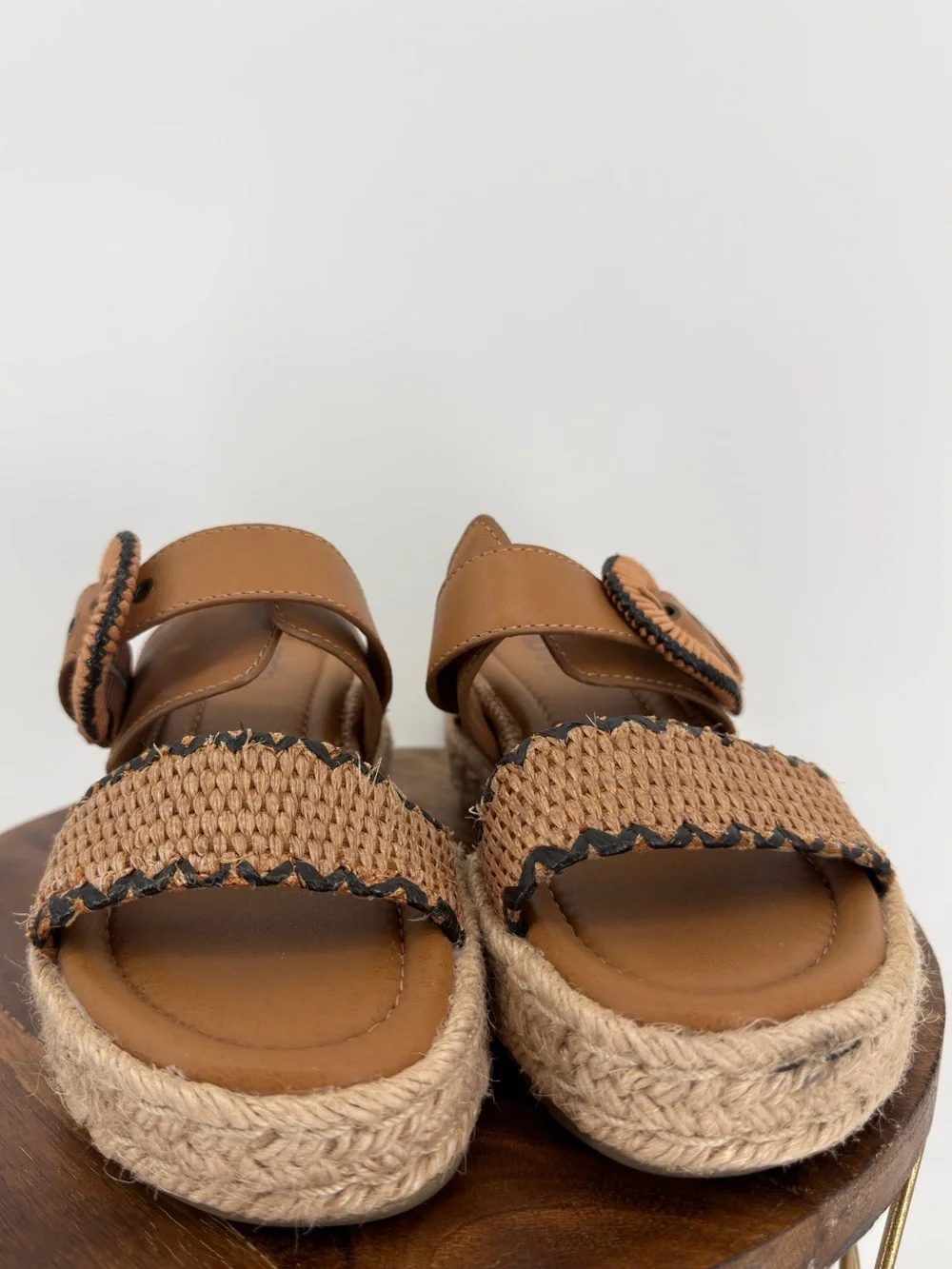 Earth Origins Etolla Raffia Platform Slide Sandals Size 6.5M Boho